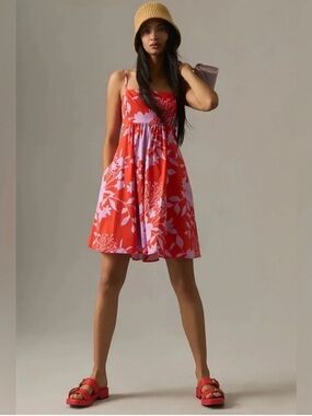 Hutch Floral Romper Red Lilac Pink Smocked Back Size M